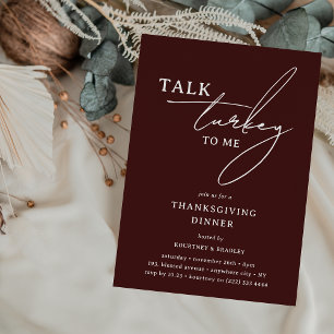 Invitation Dîner de Thanksgiving 'Parler Dinde à Moi' Moderne