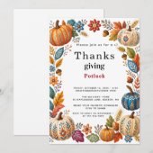Invitation Dîner de Thanksgiving Potluck à la Campagne avec C (Devant / Derrière)