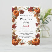 Invitation Dîner de Thanksgiving Potluck à l'automne avec cit (Debout devant)