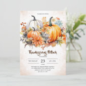 Invitation Dîner de Thanksgiving Potluck Pumpkin Rustique (Debout devant)