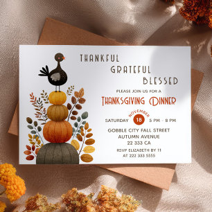 Invitation Dîner de Thanksgiving reconnaissant béni