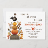 Invitation Dîner de Thanksgiving reconnaissant béni (Devant)