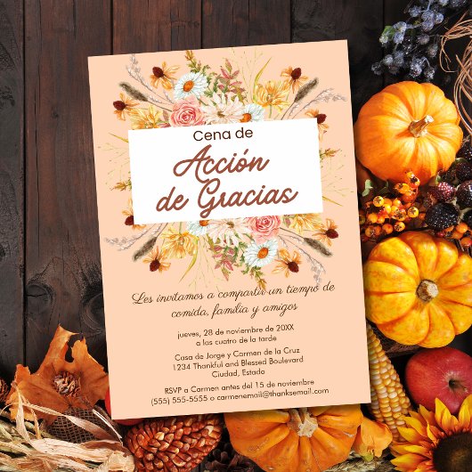 Invitation Dîner de Thanksgiving Rustique