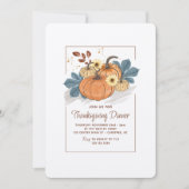 Invitation Dîner de Thanksgiving Rustique à la Citrouille (Devant)