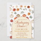 Invitation Dîner de Thanksgiving rustique à la citrouille d'a (Devant)