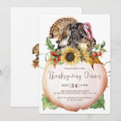 Invitation Dîner de Thanksgiving rustique à la dinde et à la (Devant / Derrière)