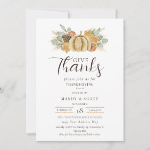 Invitation Dîner de Thanksgiving Rustique Aquarelle Donnez Me