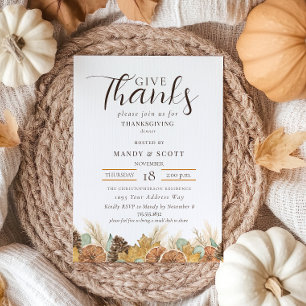 Invitation Dîner de Thanksgiving Rustique Aquarelle Donnez Me