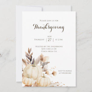 Invitation Dîner de Thanksgiving rustique citrouille