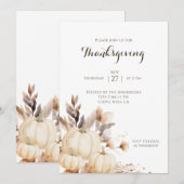 Invitation Dîner de Thanksgiving rustique citrouille (Devant / Derrière)