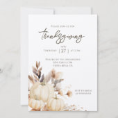 Invitation Dîner de Thanksgiving rustique citrouille (Devant)