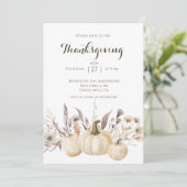 Invitation Dîner de Thanksgiving rustique Citrouille (Debout devant)