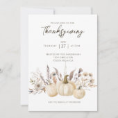 Invitation Dîner de Thanksgiving rustique citrouille (Devant)