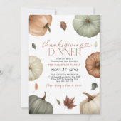 Invitation Dîner de Thanksgiving rustique Citrouille Automne (Devant)