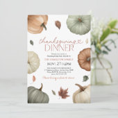 Invitation Dîner de Thanksgiving rustique Citrouille Automne (Debout devant)