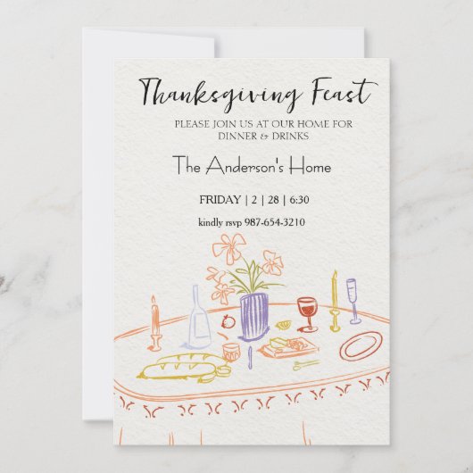 Invitation Dîner de Thanksgiving rustique élégant (Devant)