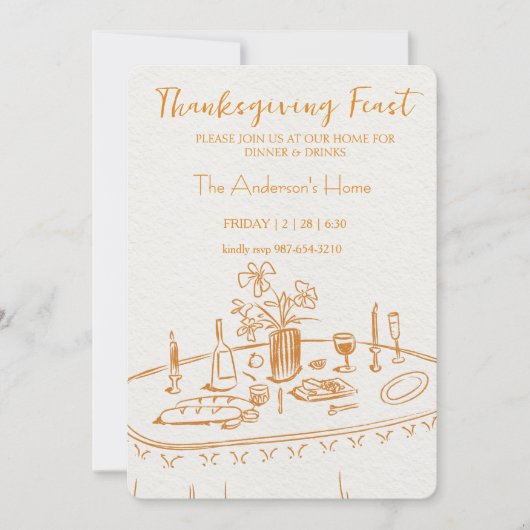 Invitation Dîner de Thanksgiving rustique élégant (Devant)