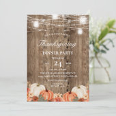 Invitation Dîner de Thanksgiving rustique en bois avec citrou (Debout devant)
