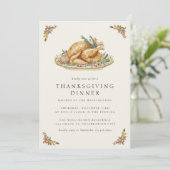 Invitation Dîner de Thanksgiving rustique et convivial avec r (Debout devant)