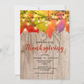 Invitation Dîner de Thanksgiving rustique Feuilles d'automne (Devant)