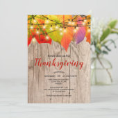 Invitation Dîner de Thanksgiving rustique Feuilles d'automne (Debout devant)