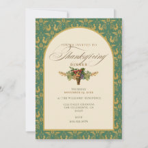Dîner de Thanksgiving sarcelle et or Antique Vinta