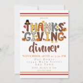 Invitation Dîner de Thanksgiving Script Festif (Devant)