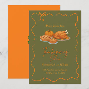 Invitation Dîner de Thanksgiving Simple Élégant