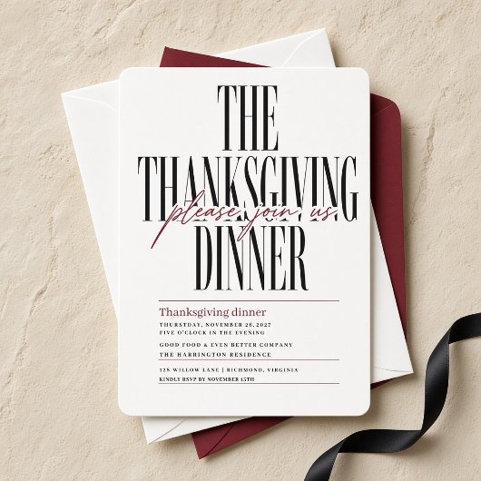 Invitation Dîner de Thanksgiving sur un scénario éditorial