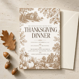Invitation Dîner de Thanksgiving Toile Vintage