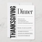 Invitation Dîner de Thanksgiving Typographie Moderne (Devant)