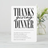 Invitation Dîner de Thanksgiving Typographie Moderne (Debout devant)