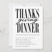 Invitation Dîner de Thanksgiving Typographie Moderne (Devant)