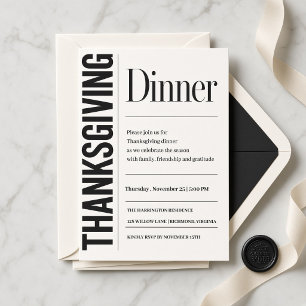 Invitation Dîner de Thanksgiving Typographie Moderne