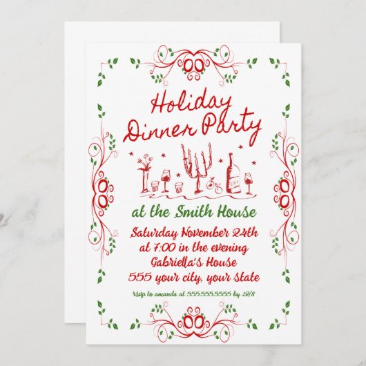 Invitation Dîner De Vacances (Devant / Derrière)