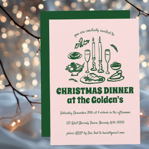Invitation Dîner de vacances avec main fantaisie