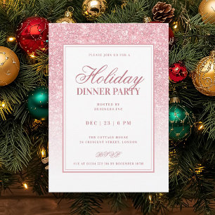 Invitation Dîner de vacances en or rose FAUX paillettes Forme