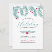 Invitation Diner de vacances Fête bleue Fraise rouge noël (Devant)