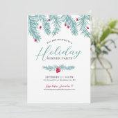 Invitation Diner de vacances Fête bleue Fraise rouge noël (Debout devant)