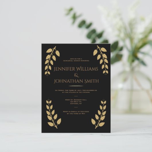 Invitation Dîner de vigne noir et or (Debout devant)