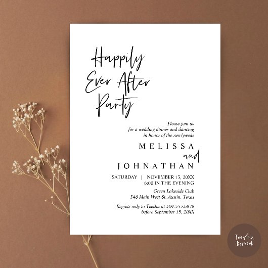 Invitation Dîner d'Elopement mariage, Heureusement toujours a