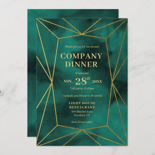 Invitation Dîner d'entreprise (Devant / Derrière)