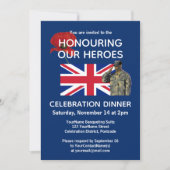 Invitation Dîner des vétérans avec drapeau britannique patrio (Devant)