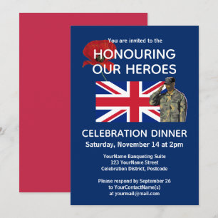 Invitation Dîner des vétérans avec drapeau britannique patrio
