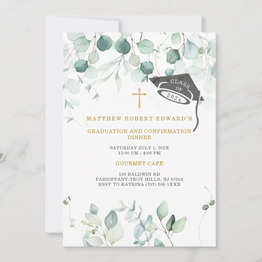 Invitation Dîner d'études et de confirmation (Devant)