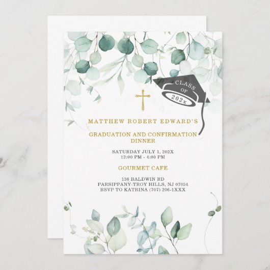 Invitation Dîner d'études et de confirmation (Devant / Derrière)