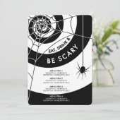 Invitation Dîner d'Halloween / Menu boisson | Noir et blanc (Debout devant)