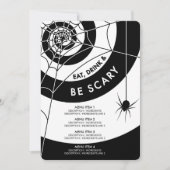 Invitation Dîner d'Halloween / Menu boisson | Noir et blanc (Devant)