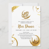 Invitation Dîner d'Iftar de Ramadan Croissant d'Or Festif (Devant)