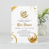 Invitation Dîner d'Iftar de Ramadan Croissant d'Or Festif (Debout devant)